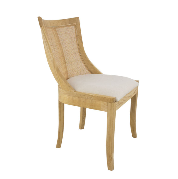 Zeugma Martha Dining Chair - Organic Wood Finish & Soft White Beige Linen Fabric For Modern Elegance   Fc98