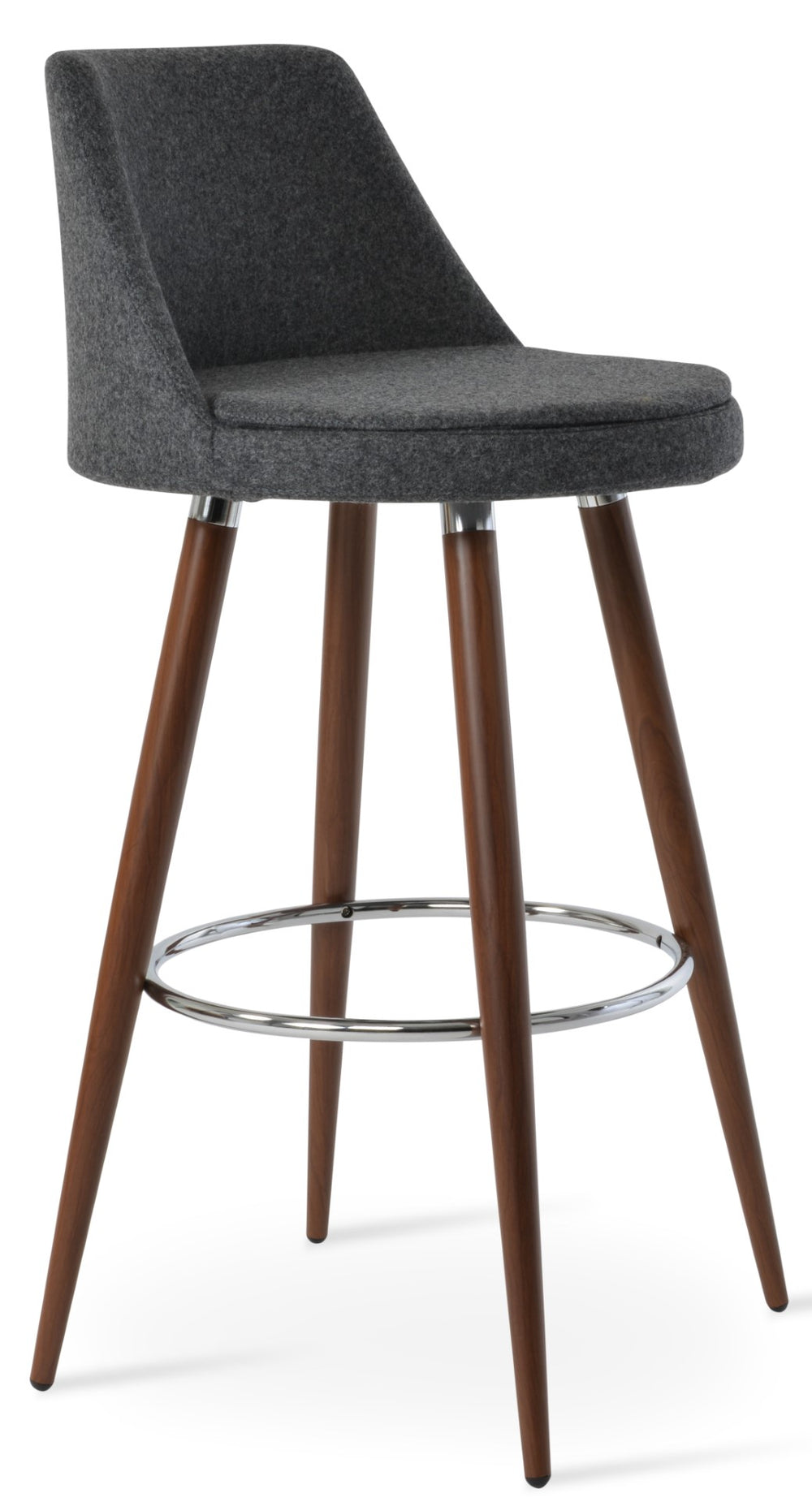 Soho Concept Martini Dr. Wood Bar & Counter Stools - Durable Camira Blazer Wool, Solid Walnut, 10-year Guarantee Dark Grey,Walnut  Soho-concept-dining-chair-09050