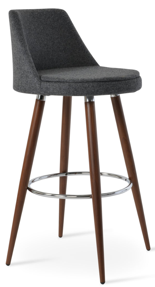 Soho Concept Martini Dr. Wood Bar & Counter Stools - Durable Camira Blazer Wool, Solid Walnut, 10-year Guarantee Dark Grey,Walnut  Soho-concept-dining-chair-09050