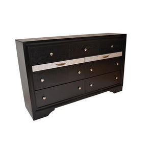 English Elm Matrix Traditional Style 7-Drawer Black Wood Dresser — Sleek, Durable Storage for Bedroom Organization and Style 808857985668