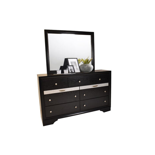 English Elm Matrix Traditional Style 7-Drawer Black Wood Dresser — Sleek, Durable Storage for Bedroom Organization and Style 808857985668