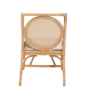 Bali & Pari Handwoven Natural Rattan Armchair with Plush Upholstered Foam Seat