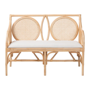 Bali & Pari Handcrafted Rattan Loveseat with Woven Cane Lattice Back for Sunrooms