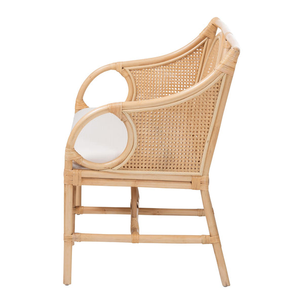 Bali & Pari Handcrafted Rattan Loveseat with Woven Cane Lattice Back for Sunrooms