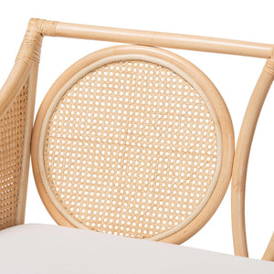Bali & Pari Handcrafted Rattan Loveseat with Woven Cane Lattice Back for Sunrooms