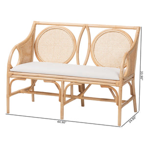 Bali & Pari Handcrafted Rattan Loveseat with Woven Cane Lattice Back for Sunrooms