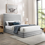 Maxwell Grey Linen Textured Fabric Full Bed MaxwellGrey-F Meridian Furniture