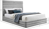 Maxwell Grey Linen Textured Fabric Queen Bed MaxwellGrey-Q Meridian Furniture