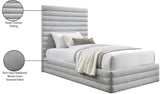 Maxwell Grey Linen Textured Fabric Twin Bed MaxwellGrey-T Meridian Furniture