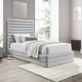 Maxwell Grey Linen Textured Fabric Twin Bed MaxwellGrey-T Meridian Furniture