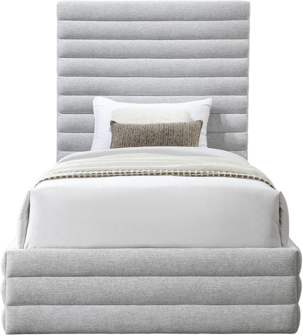 Maxwell Grey Linen Textured Fabric Twin Bed MaxwellGrey-T Meridian Furniture