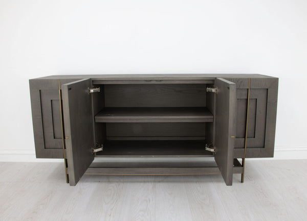 Zeugma Maxx Modern Buffet - Dark Grey Solid Wood Storage With 4 Spacious Drawers For Stylish Organization Dark Grey Modern Finish Solid Wood Maxx Modern Buffet