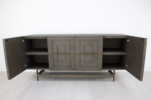 Zeugma Maxx Modern Buffet - Dark Grey Solid Wood Storage With 4 Spacious Drawers For Stylish Organization Dark Grey Modern Finish Solid Wood Maxx Modern Buffet