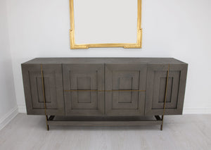 Zeugma Maxx Modern Buffet - Dark Grey Solid Wood Storage With 4 Spacious Drawers For Stylish Organization Dark Grey Modern Finish Solid Wood Maxx Modern Buffet