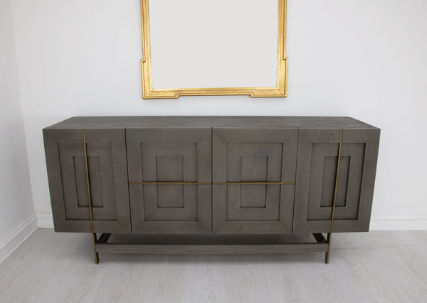 Zeugma Maxx Modern Buffet - Dark Grey Solid Wood Storage With 4 Spacious Drawers For Stylish Organization Dark Grey Modern Finish Solid Wood Maxx Modern Buffet