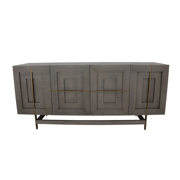 Zeugma Maxx Modern Buffet - Dark Grey Solid Wood Storage With 4 Spacious Drawers For Stylish Organization Dark Grey Modern Finish Solid Wood Maxx Modern Buffet