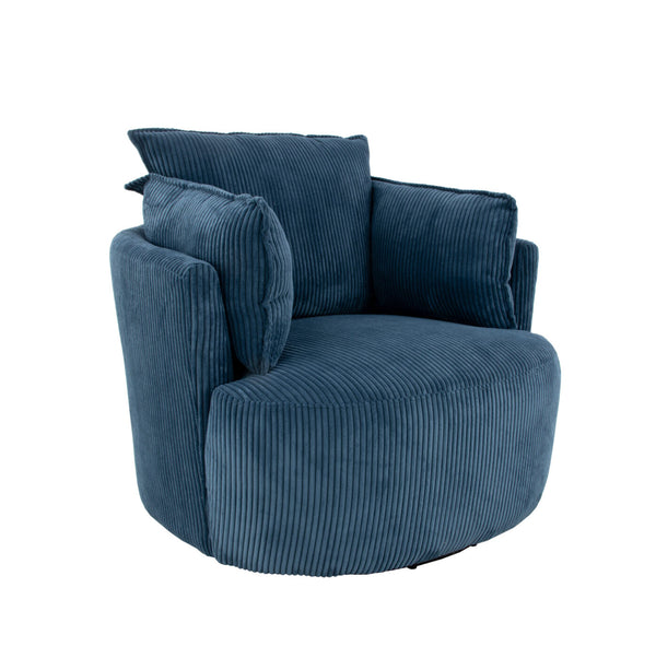 Zeugma Maya Swivel Chair - Luxurious Dark Navy Velvet With Channel Tufting, 360-degree Comfort & Style   Maya Chair Dark Blue