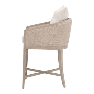 Essentials For Living Mcguire Counter Stool – Stylish Comfort With Natural Rattan, Livesmart Upholstery & Reversible Cushion Natural Gray Oak,Natural Gray Cane Rattan,Solid Oak Wood,Plywood 6642cs.Lglin/Ng