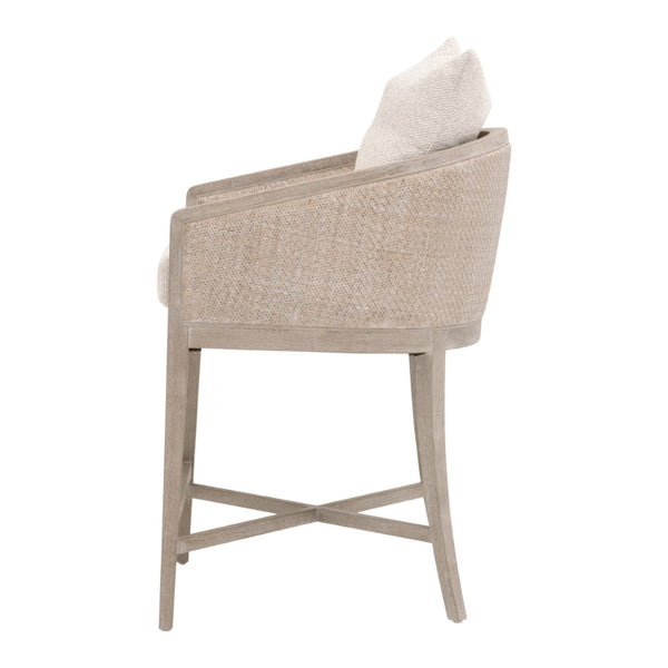 Essentials For Living Mcguire Counter Stool – Stylish Comfort With Natural Rattan, Livesmart Upholstery & Reversible Cushion Natural Gray Oak,Natural Gray Cane Rattan,Solid Oak Wood,Plywood 6642cs.Lglin/Ng