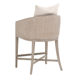 Essentials For Living Mcguire Counter Stool – Stylish Comfort With Natural Rattan, Livesmart Upholstery & Reversible Cushion Natural Gray Oak,Natural Gray Cane Rattan,Solid Oak Wood,Plywood 6642cs.Lglin/Ng