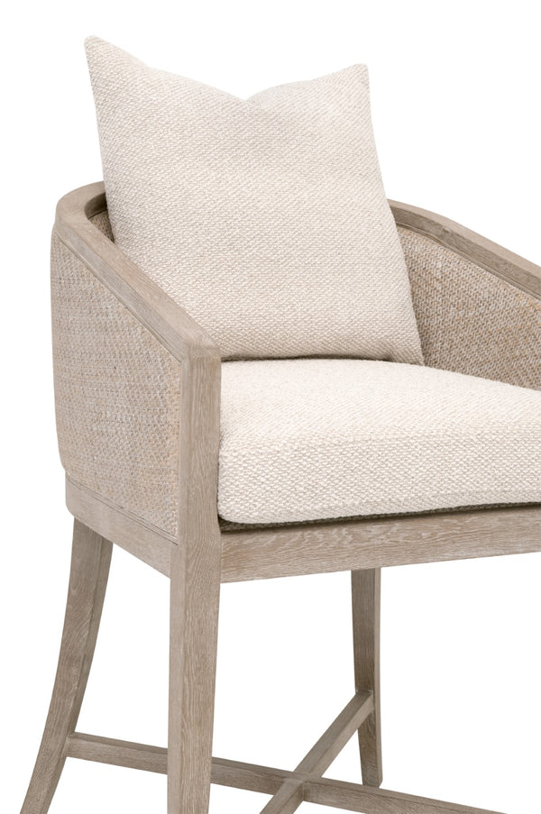 Essentials For Living Mcguire Counter Stool – Stylish Comfort With Natural Rattan, Livesmart Upholstery & Reversible Cushion Natural Gray Oak,Natural Gray Cane Rattan,Solid Oak Wood,Plywood 6642cs.Lglin/Ng