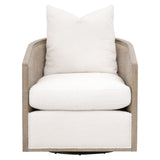 Essentials for Living McGuire Swivel Club Chair 6643.BOU-SNO/NG Performance Boucle Snow, Natural Gray Oak & Cane