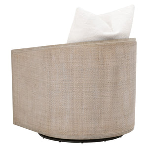 Essentials For Living Mcguire Swivel Club Chair - Stylish 360° Rotating Design With Stain-resistant Fabric & Comfort Pillow Cane,Natural Gray Oak Rattan,Solid Oak Wood,Plywood,Metal 6643.Bou-sno/Ng