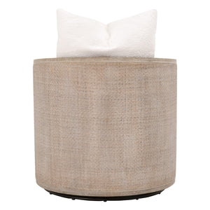 Essentials for Living McGuire Swivel Club Chair 6643.BOU-SNO/NG Performance Boucle Snow, Natural Gray Oak & Cane