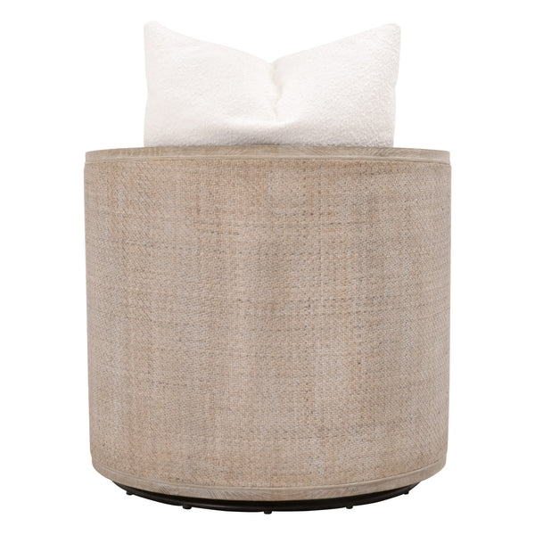 Essentials for Living McGuire Swivel Club Chair 6643.BOU-SNO/NG Performance Boucle Snow, Natural Gray Oak & Cane