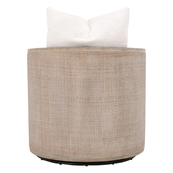 Essentials For Living Mcguire Swivel Club Chair - Stylish 360° Rotating Design With Stain-resistant Fabric & Comfort Pillow Cane,Natural Gray Oak Rattan,Solid Oak Wood,Plywood,Metal 6643.Bou-sno/Ng