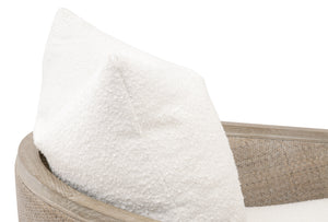 Essentials for Living McGuire Swivel Club Chair 6643.BOU-SNO/NG Performance Boucle Snow, Natural Gray Oak & Cane