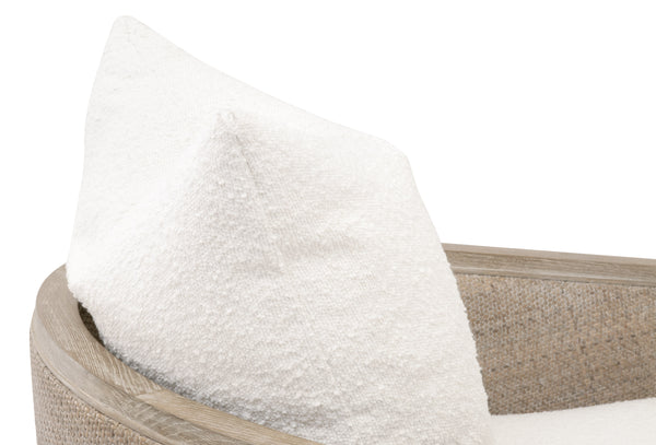 Essentials for Living McGuire Swivel Club Chair 6643.BOU-SNO/NG Performance Boucle Snow, Natural Gray Oak & Cane