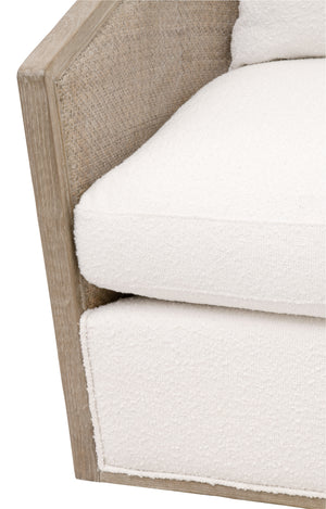 Essentials for Living McGuire Swivel Club Chair 6643.BOU-SNO/NG Performance Boucle Snow, Natural Gray Oak & Cane