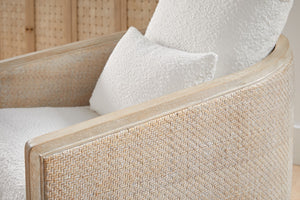 Essentials For Living Mcguire Swivel Club Chair - Stylish 360° Rotating Design With Stain-resistant Fabric & Comfort Pillow Cane,Natural Gray Oak Rattan,Solid Oak Wood,Plywood,Metal 6643.Bou-sno/Ng