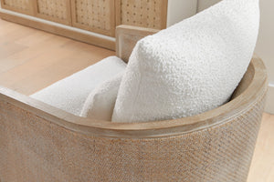 Essentials For Living Mcguire Swivel Club Chair - Stylish 360° Rotating Design With Stain-resistant Fabric & Comfort Pillow Cane,Natural Gray Oak Rattan,Solid Oak Wood,Plywood,Metal 6643.Bou-sno/Ng