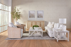 Essentials For Living Mcguire Swivel Club Chair - Stylish 360° Rotating Design With Stain-resistant Fabric & Comfort Pillow Cane,Natural Gray Oak Rattan,Solid Oak Wood,Plywood,Metal 6643.Bou-sno/Ng