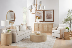 Essentials For Living Mcguire Swivel Club Chair - Stylish 360° Rotating Design With Stain-resistant Fabric & Comfort Pillow Cane,Natural Gray Oak Rattan,Solid Oak Wood,Plywood,Metal 6643.Bou-sno/Ng