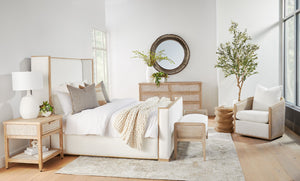 Essentials For Living Mcguire Swivel Club Chair - Stylish 360° Rotating Design With Stain-resistant Fabric & Comfort Pillow Cane,Natural Gray Oak Rattan,Solid Oak Wood,Plywood,Metal 6643.Bou-sno/Ng