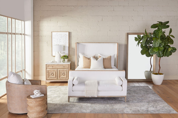 Essentials For Living Mcguire Swivel Club Chair - Stylish 360° Rotating Design With Stain-resistant Fabric & Comfort Pillow Cane,Natural Gray Oak Rattan,Solid Oak Wood,Plywood,Metal 6643.Bou-sno/Ng