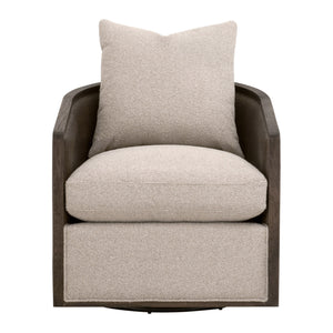 McGuire Swivel Club Chair LiveSmart Gellar-Jute, Matte Brown Oak & Cane 6643.LGJUT/MBO Essentials for Living