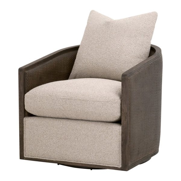 McGuire Swivel Club Chair LiveSmart Gellar-Jute, Matte Brown Oak & Cane 6643.LGJUT/MBO Essentials for Living