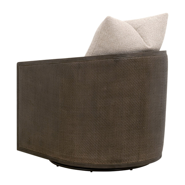 McGuire Swivel Club Chair LiveSmart Gellar-Jute, Matte Brown Oak & Cane 6643.LGJUT/MBO Essentials for Living
