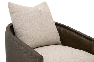 McGuire Swivel Club Chair LiveSmart Gellar-Jute, Matte Brown Oak & Cane 6643.LGJUT/MBO Essentials for Living