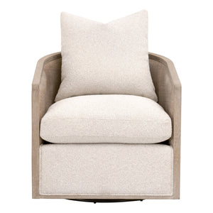 McGuire Swivel Club Chair LiveSmart Gellar-Linen, Natural Gray Oak & Cane 6643.LGLIN/NG Essentials for Living