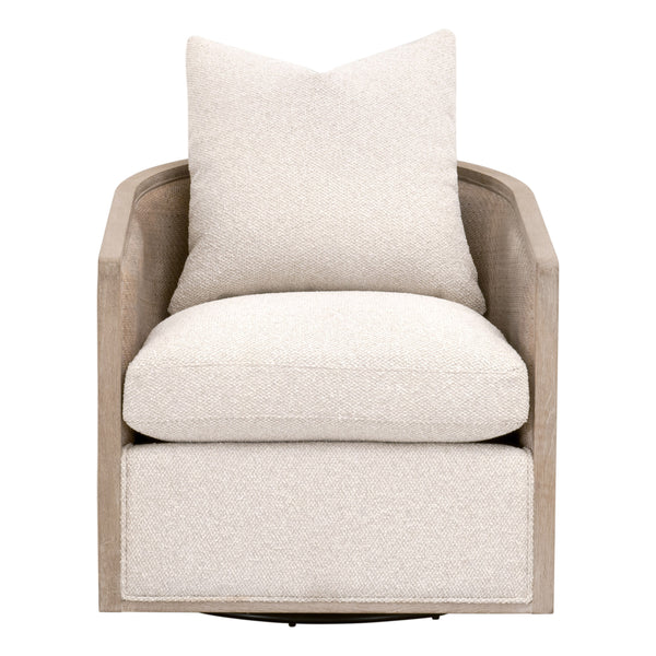 McGuire Swivel Club Chair LiveSmart Gellar-Linen, Natural Gray Oak & Cane 6643.LGLIN/NG Essentials for Living