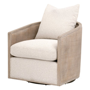 McGuire Swivel Club Chair LiveSmart Gellar-Linen, Natural Gray Oak & Cane 6643.LGLIN/NG Essentials for Living