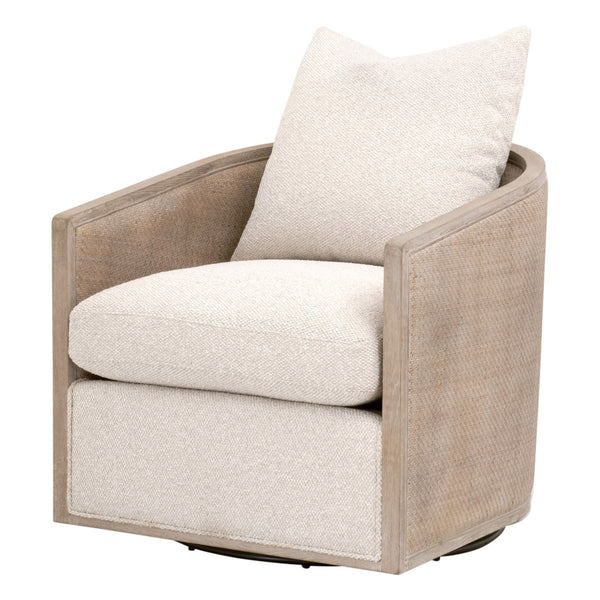 McGuire Swivel Club Chair LiveSmart Gellar-Linen, Natural Gray Oak & Cane 6643.LGLIN/NG Essentials for Living
