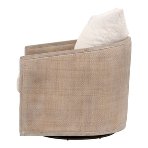 McGuire Swivel Club Chair LiveSmart Gellar-Linen, Natural Gray Oak & Cane 6643.LGLIN/NG Essentials for Living