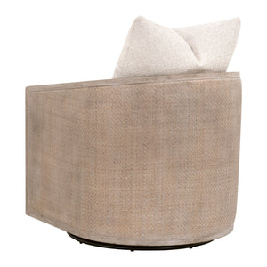 McGuire Swivel Club Chair LiveSmart Gellar-Linen, Natural Gray Oak & Cane 6643.LGLIN/NG Essentials for Living
