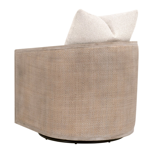 McGuire Swivel Club Chair LiveSmart Gellar-Linen, Natural Gray Oak & Cane 6643.LGLIN/NG Essentials for Living